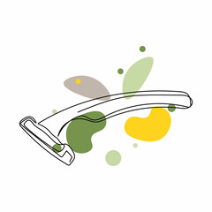 Continuous one simple single abstract line drawing of razor icon in silhouette on a white background. Linear stylized.