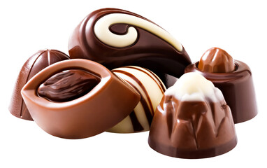 chocolate candies isolated on white background. Clipping path