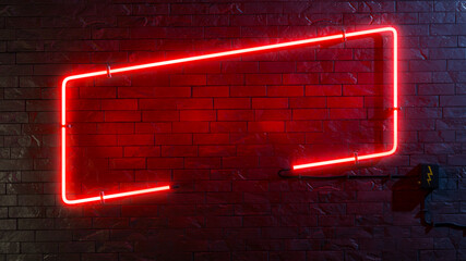 stylish modern red neon light frame - obrazy, fototapety, plakaty