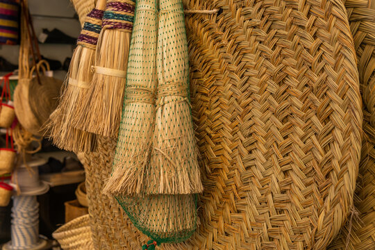 Close-up of a wicker basket called senalla
