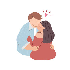 Plus Size, overweight Couple in love, hand draw cartoon flat vector illustration for valentine's day concept.