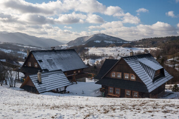 Winter season, landscape and nature. Freezing weather.