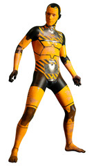 3D Rendering Male Robot on White