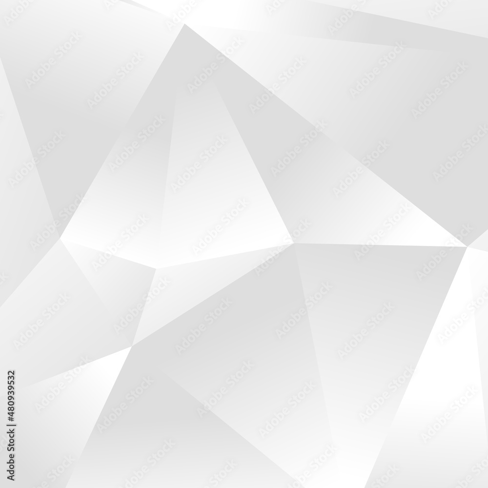 Poster Abstract white geometric background. Modern minimalist design. Vector illustration with triangles and lines. Monochrome light 3d futuristic design with polygonal  shapes in white and gray gradient