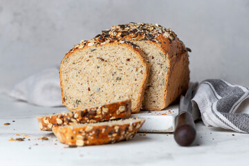 homemade fresh whole wheat bread with seeds