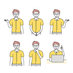 ポーズをとる男性　イラスト素材