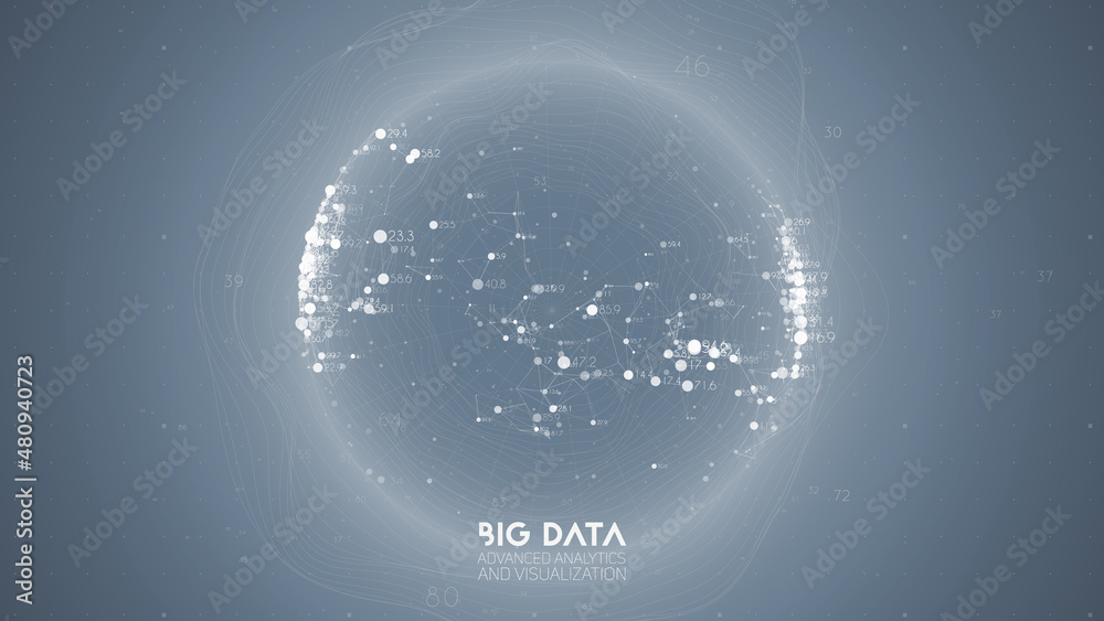 Poster Big data visualization. Futuristic infographic. Information aesthetic design. Visual data complexity. Complex data threads graphic visualization. Abstract data graph.