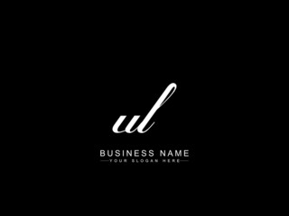 Fototapeta na wymiar Signature UL Handwriting logo, Premium Ul Signature Letter Logo Design For Your Business