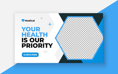 Medical healthcare youtube thumbnail and web banner template.Editable video thumbnail template	
