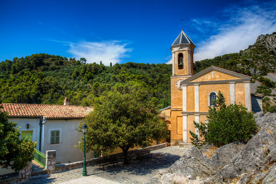 The Church of the Transfiguration in the Medieval Village of Peillon, Alpes-Maritimes, Provence, France