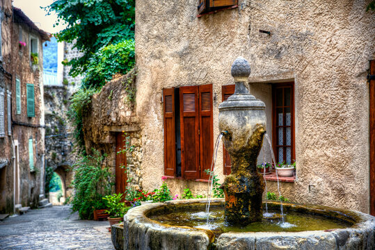 Fountain in the Village of Bargemon, Provence, France