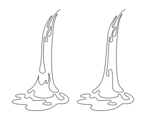Stream of water, waterfall, flowing water. Continuous line drawing. Vector illustration