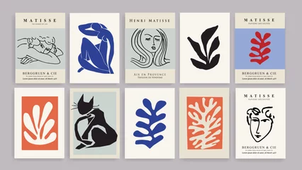 Outdoor-Kissen Matisse Abstract Art Set, Aesthetic Modern Art, Boho Decor, Minimalist Art, Illustration, Vector, Poster, Postcard. Collection for decoration. Vector all isolated. Set of abstract trendy creative art. © PTC STOCK
