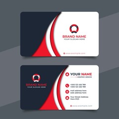 Red modern creative business card and name card, horizontal simple clean template vector design