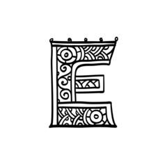 Vintage initial letter E.