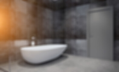 Obraz na płótnie Canvas Scandinavian bathroom, classic vintage interior design. 3D rend. Abstract blur phototography.
