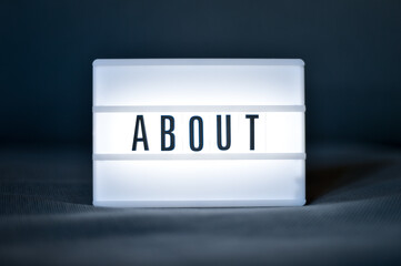 About word written on a customizable light panel
