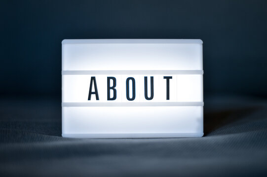 About word written on a customizable light panel