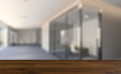 Modern office Cabinet.  3D rendering.   Meeting room. Background with empty table. Flooring.