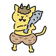 節分　鬼の格好をするネコ　黄鬼
