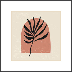 Minimalist poster with botanical branch and leaves abstract collage