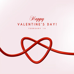 Realistic vector heart shape illustration. Romantic Valentine's Day greeting card.	
