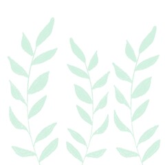 Fototapeta na wymiar Long seamless banner with soft pencil hand painted green leaves. Design header for greeting cards and wallpaper.