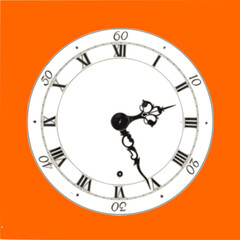 clock isolated on orange