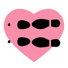 Naklejka premium Man and Woman footprints shoes in pink heart. Vector design illustration.