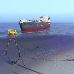 Tanker ship at the SPM buoy. 3d-rendering
