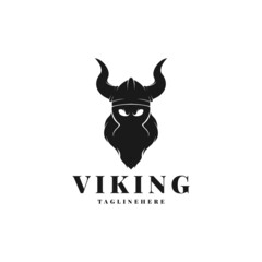 viking silhouette logo design vector
