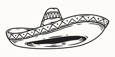 Sombrero hat in black and white colors