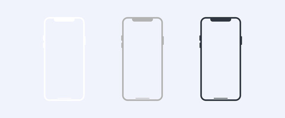 Phone mockup. Minimalist modern colored smartphones icon. Vector illustration