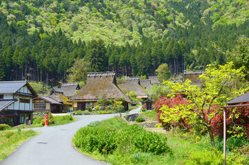 日本のふるさと新緑の京都府美山かやぶきの里01