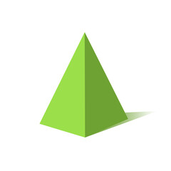 Cone, pyramid with shadow. Geometric figures. Vector illustration isolated on white background