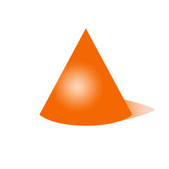 Cone, pyramid with shadow. Geometric figures. Vector illustration isolated on white background