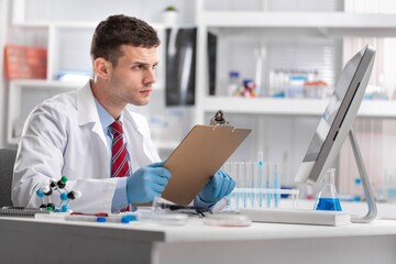 Obraz premium Medical Research Laboratory, Scientist does Analysis.