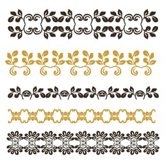 set of floral ornament border collection vector design