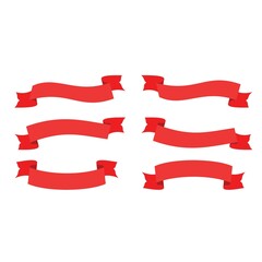 set of red ribbon vector design