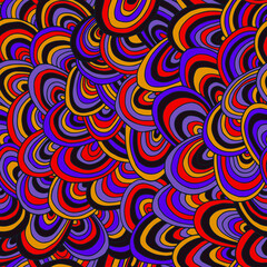 Seamless pattern of lines, multicolored seashells. Vector stock illustration eps10.