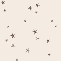 Simple seamless pattern with star. Watercolor print on light background. 