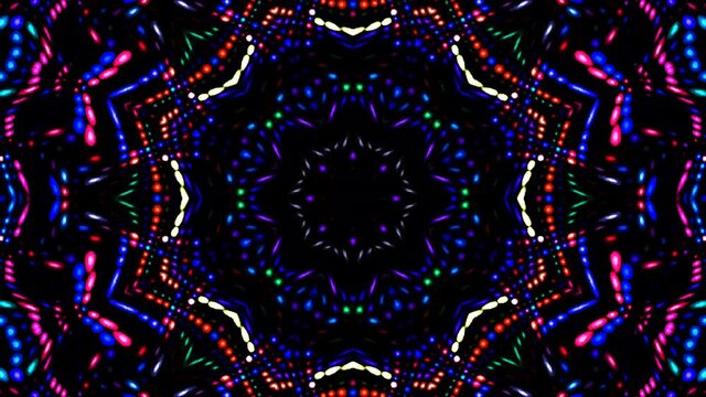 Beautiful abstract kaleidoscope that shines, a radiant light that regulates the subtle movements