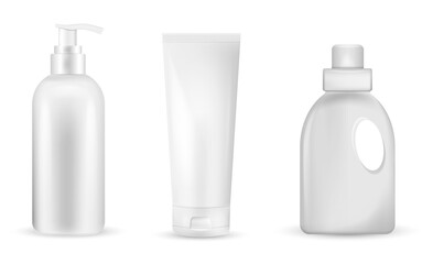 Set of empty realistic bottle.Vector illustration isolated on white background.
