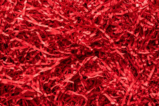 Close Up On Red Shredded Paper Stripes