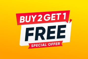 Buy two get one free offer, Banner vector design  - obrazy, fototapety, plakaty