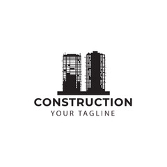 construction building real estate skyscraper logo vector icon symbol illustration design