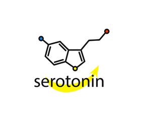 Chemical formula of serotonin on a white background. Symbol. Vector illustration.