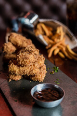 Perfect Burger Fried Chicken French Fries Bacon Barbecue Sauce Onion Rings Fast Food