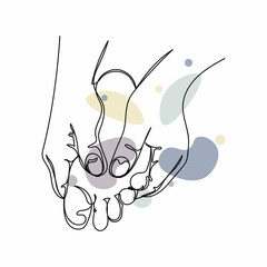 Continuous one simple single abstract line drawing of woman in foot receiving massage icon in silhouette on a white background. Linear stylized.