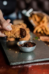 Perfect Burger Fried Chicken French Fries Bacon Barbecue Sauce Onion Rings Fast Food